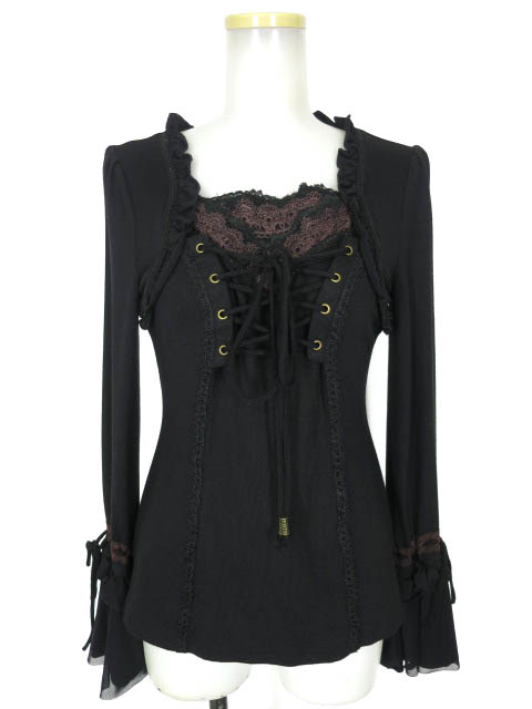 OZZ ANGELO 編み上げ付き長袖ニットプルオーバー