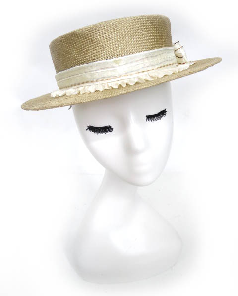 Leon Cecilia フリルおリボンカンカン帽