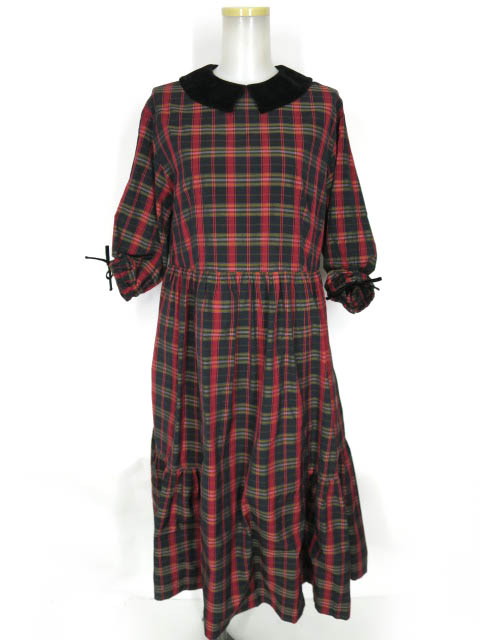 Jane Marple メモリアルチェック ベルベットカラードレス