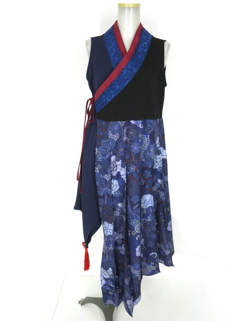 Qutie Frash ノースリーブ 着物プリーツチュニック