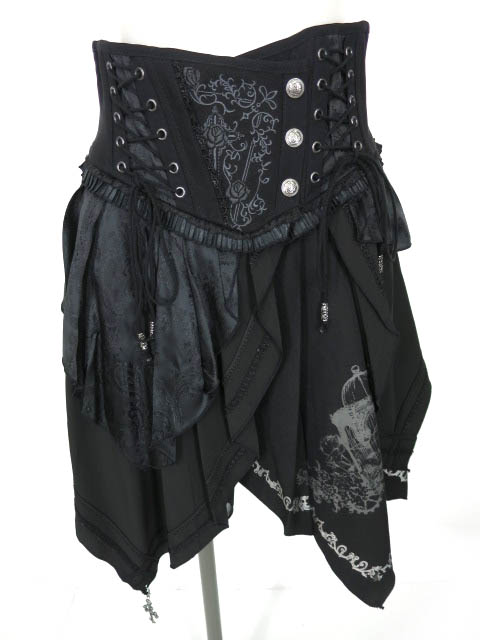 OZZ ONESTE クロス＆ローズ刺繍コルセットスカート