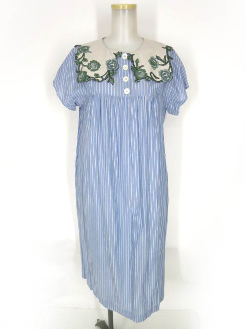 Jane Marple Dans Le Salon ローズエンブロイダリーカラーストライプワンピース