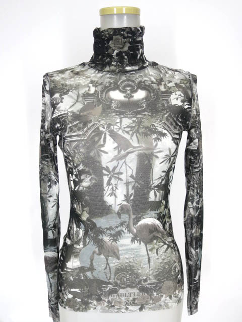 Jean Paul GAULTIER FEMME 楽園柄パワーネットタートルネック長袖カットソー