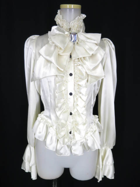 MARBLE ジャボ付きフリルサテンブラウス