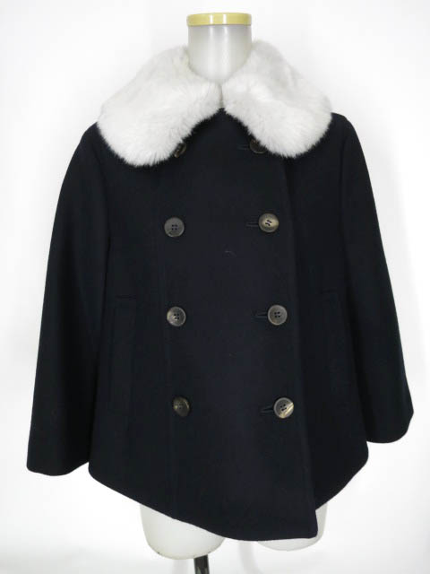 Jane Marple ラムメルトンファーカラーケープジャケット