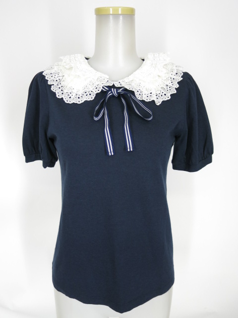 Jane Marple レース襟半袖プルオーバー