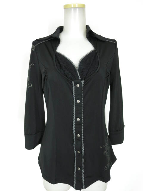 Ozz Croce ローズプリント七分袖ブラウス