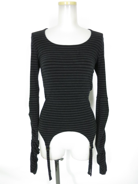 Na+H ボーダー柄ガーターカットソー