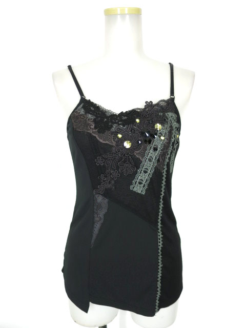 OZZ ANGELO レース付きニット切替キャミソール