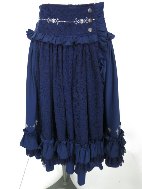 OZZ ANGELO レース付きフリルスカート