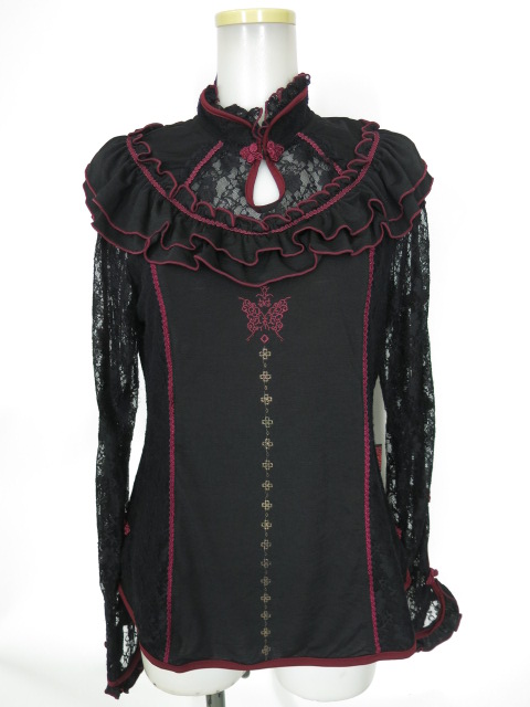 OZZ ONESTE レース切替チャイナ長袖カットソー