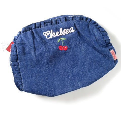 PINK HOUSE チェリー刺繍デニムポーチ