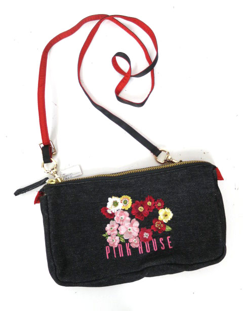 PINK HOUSE ヴィヴィフラワー刺繍入りバッグ