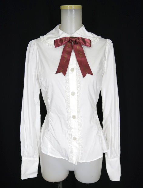 Metamorphose ロゴリボン付丸襟ブラウス