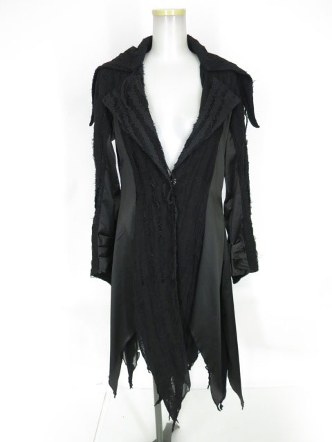 DARK RED RUM H.jelly ガーゼ×サテン×ニット切替ロングジャケット