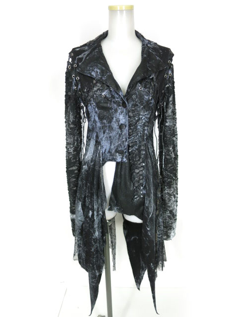 DARK RED RUM H.jelly ペンキ柄ロングジャケット