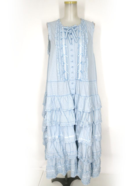 PINK HOUSE ノースリーブ ギンガムチェックワンピース