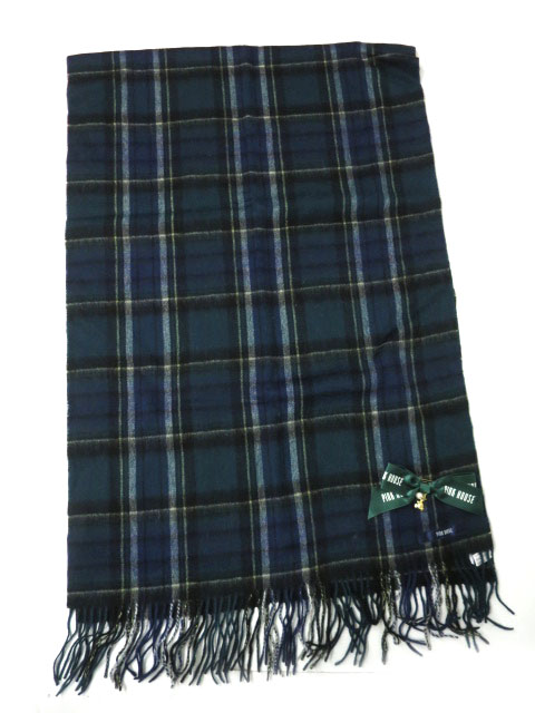 PINK HOUSE リボンブローチ付きチェック柄ストール