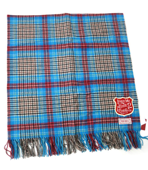 PINK HOUSE ワッペン付きチェック柄ストール