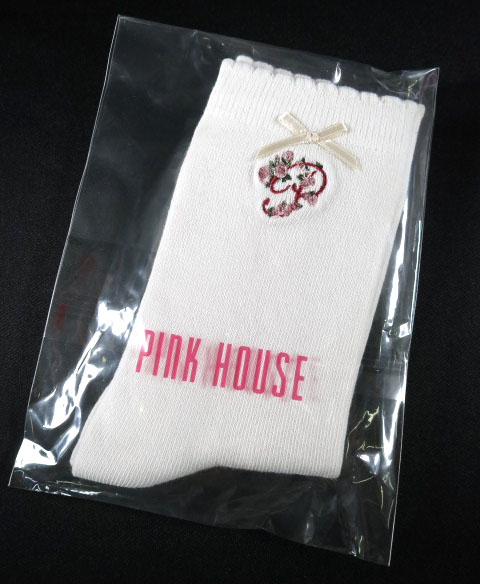 PINK HOUSE ローズ刺繍ソックス