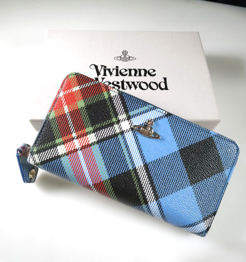 Vivienne Westwood ダービーチェック柄ラウンドファスナー長財布