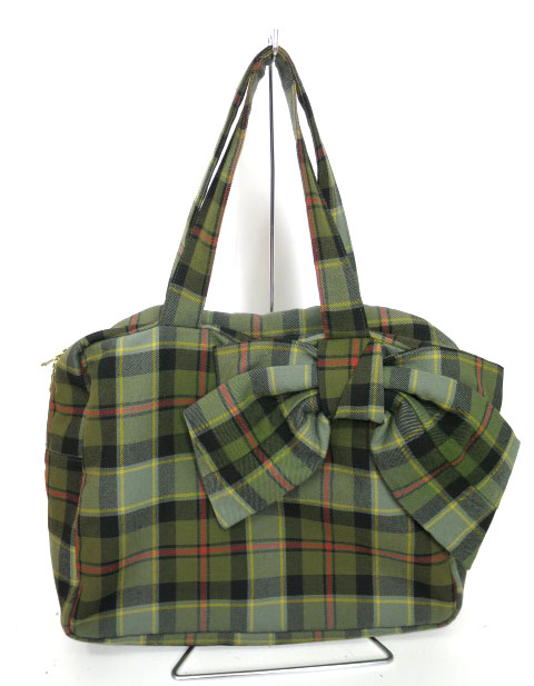 Jane Marple タータンチェックリボンバッグ
