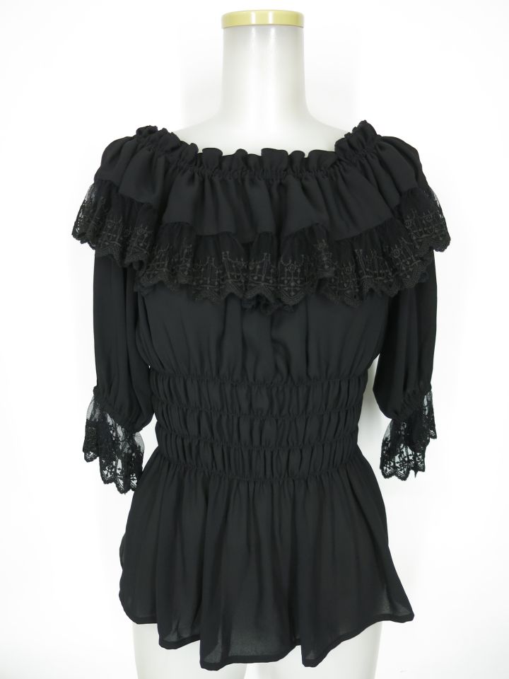 Moi-meme-Moitie クロスアーチシャーリングブラウス