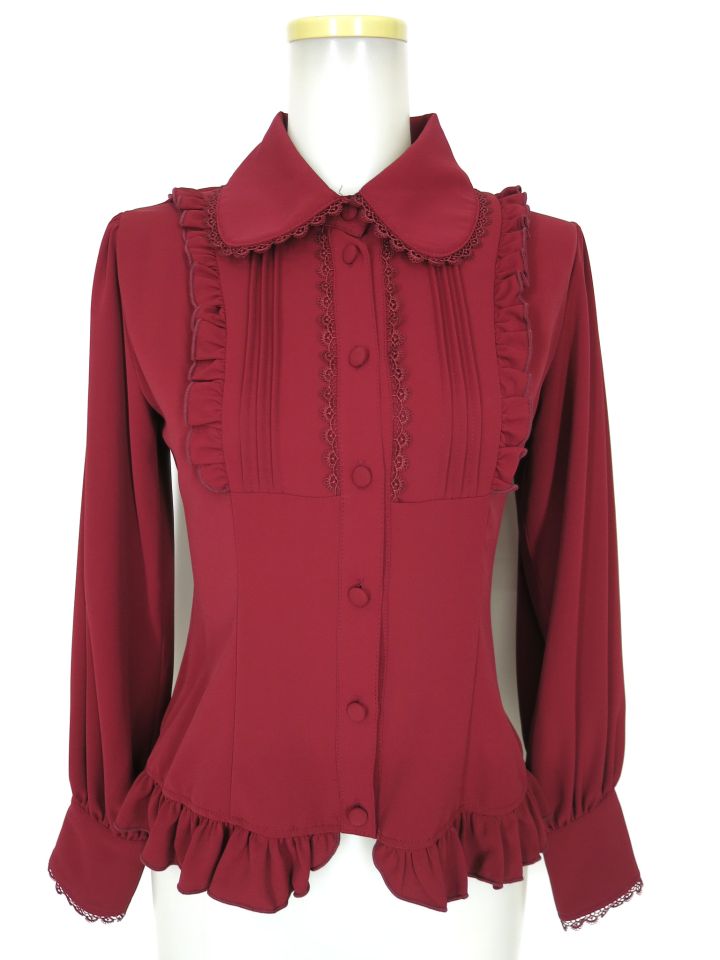 ATELIER PIERROT ラウンドカラーピンタックブラウス