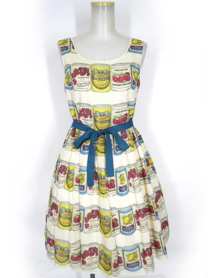 Leur Getter フルーツラベルプリントノースリーブワンピース