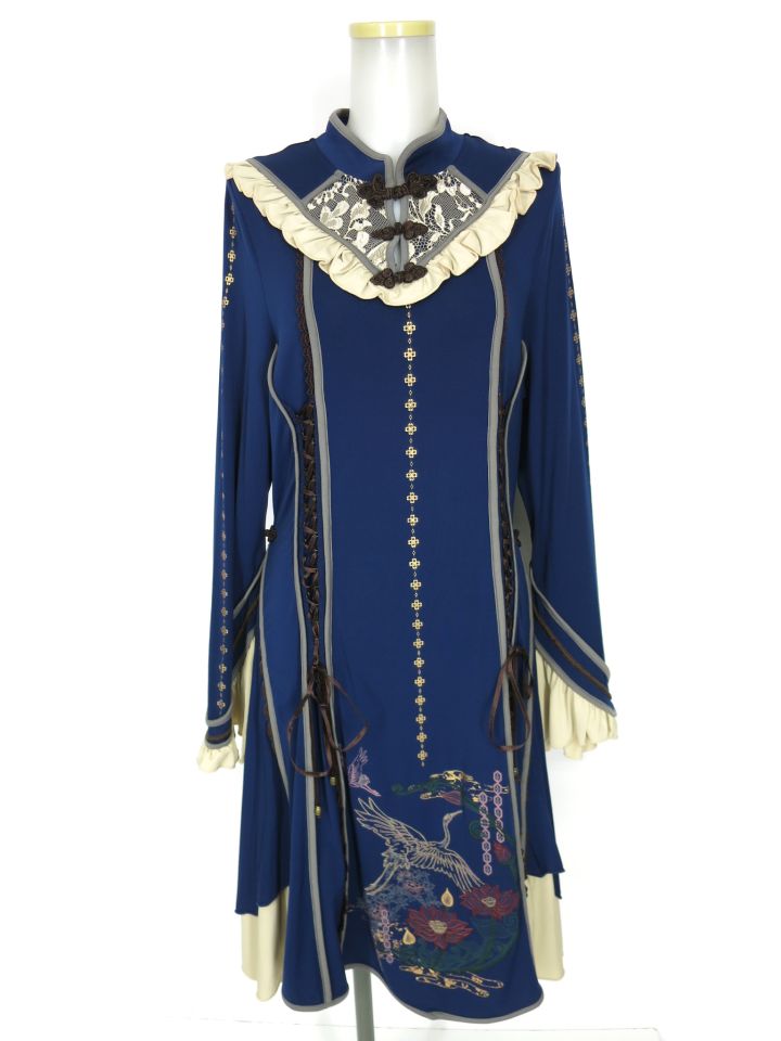 OZZ ONESTE 鶴刺繍ワンピース