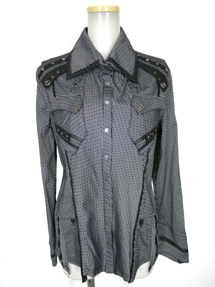 Ozz Croce ジャガードストライプ柄ブラウス