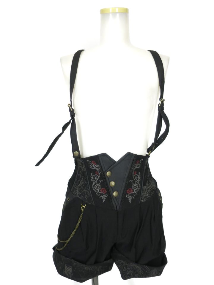 OZZ ONESTE Rose×chart サスペンダー付きショートパンツ