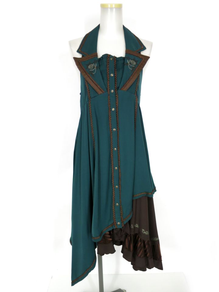 OZZ ONESTE ローズ刺繍入りホルターネックワンピース