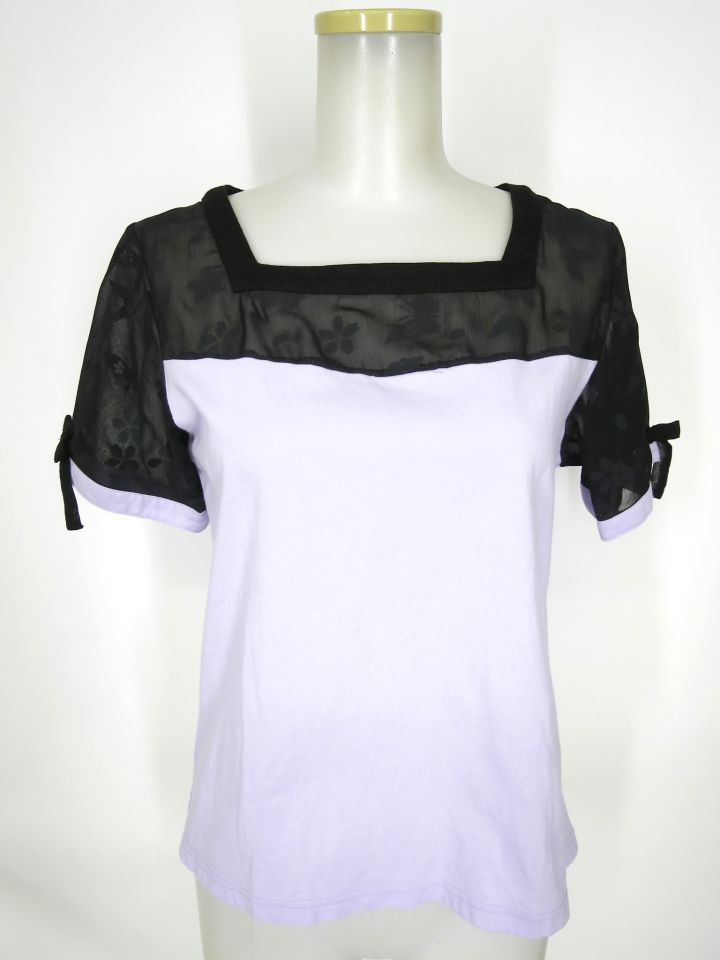 gouk雅 シフォン切替半袖カットソー