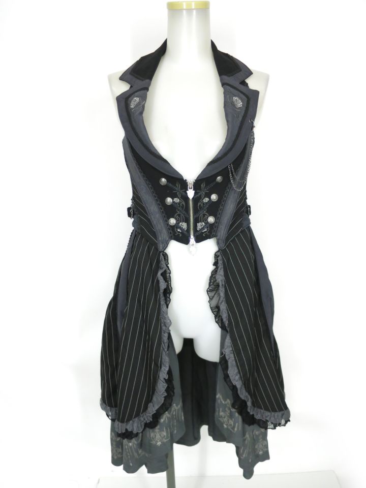 OZZ ONESTE ストライプ柄ホルターネックコルセットロングベスト