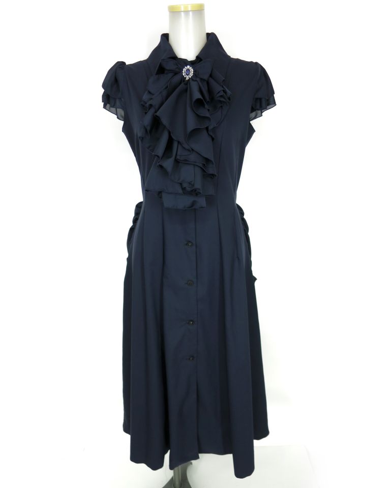 MARBLE 流麗ドレープタイ付きバッスルゴシックワンピース