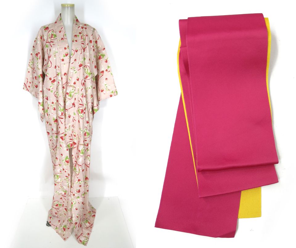 PINK HOUSE いちごプリント 浴衣（半幅帯付き）
