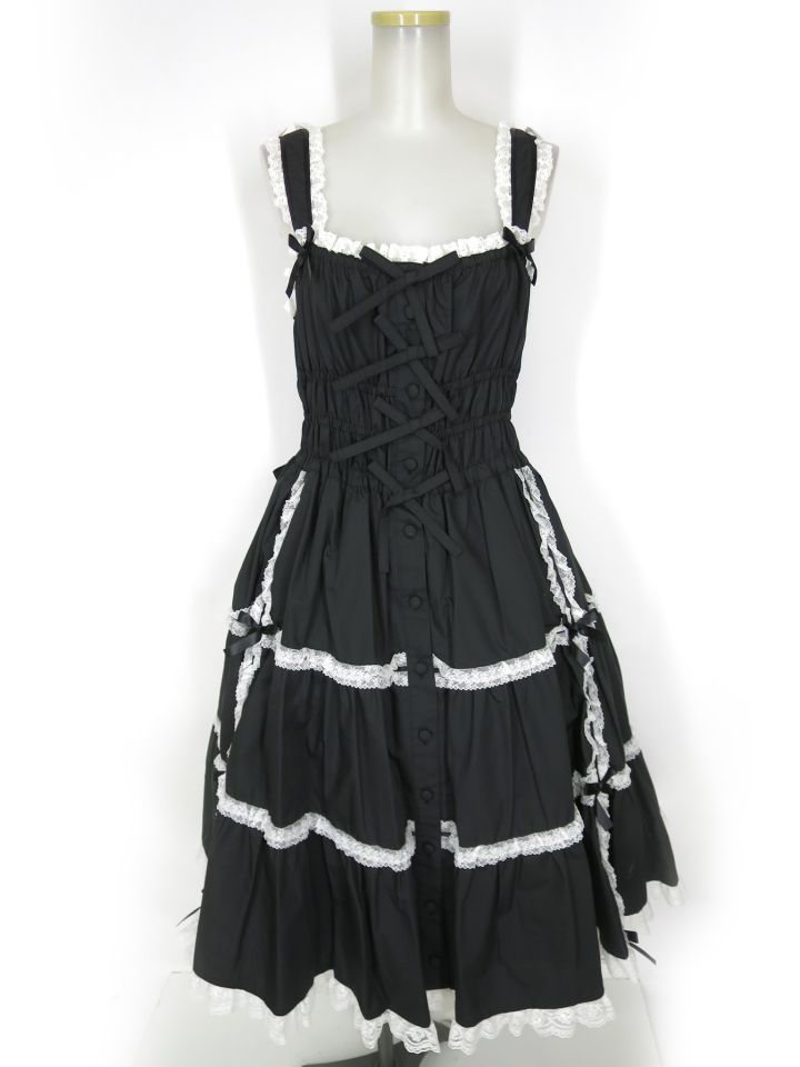 Metamorphose シャーリングティアードジャンパースカート (プラスサイズ)