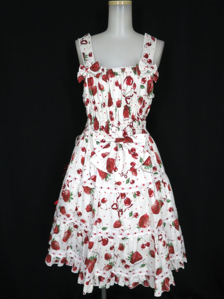 Metamorphose Lady Fruit シャーリングティアードジャンパースカート (プラスサイズ)