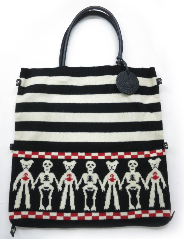 Vivienne Westwood スカルベアー柄ニットトートバッグ