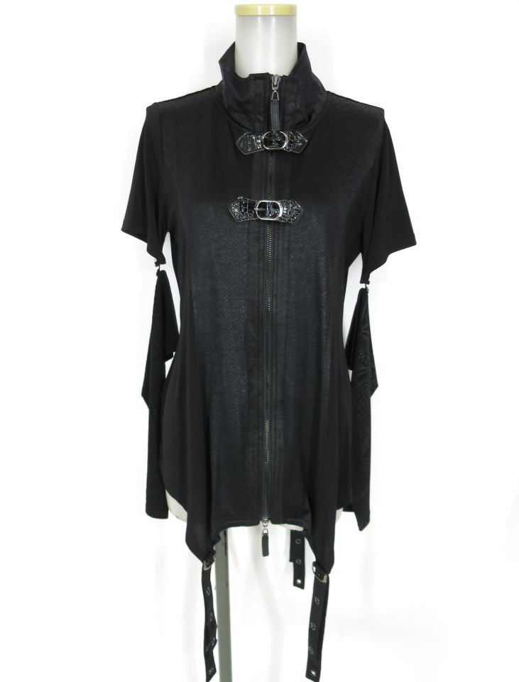 Qutie Frash ガーターデザインジップアップブルゾン