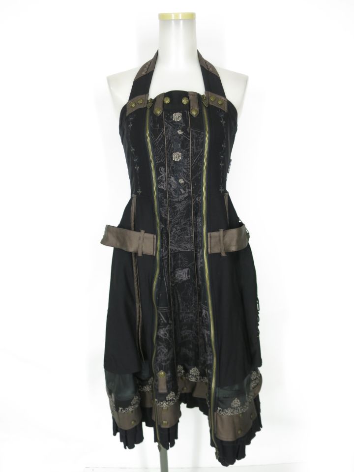 OZZ ANGELO 薔薇刺繍ホルターネックワンピース