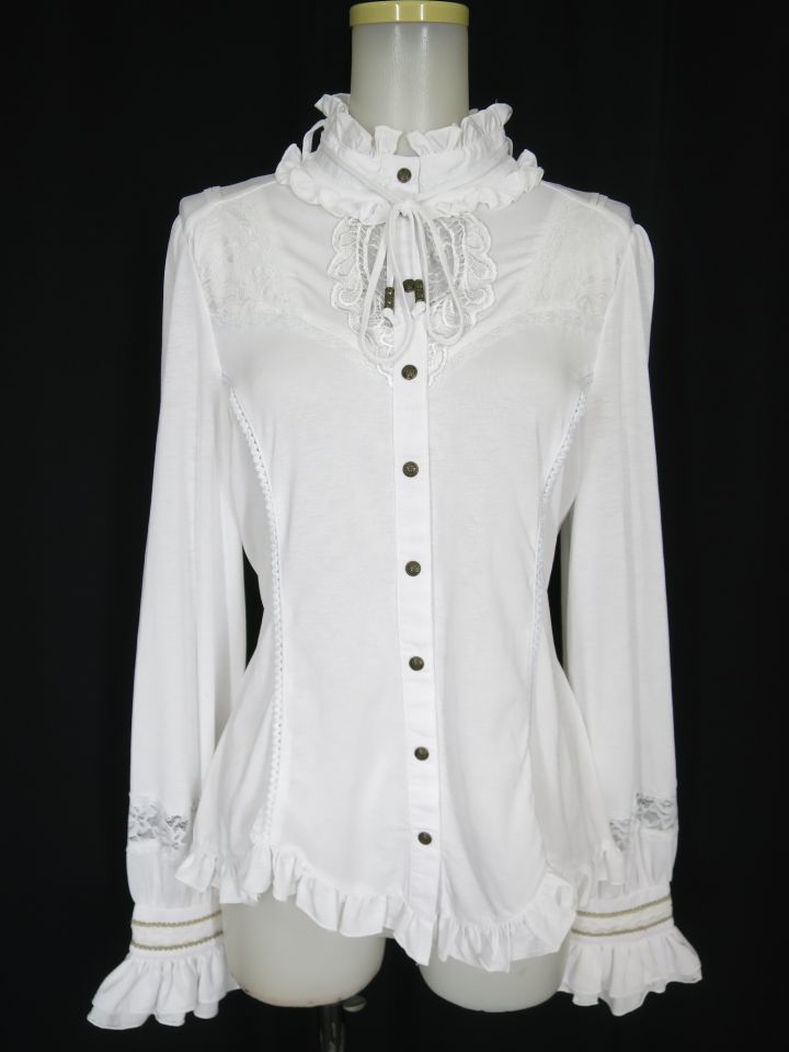 OZZ ONESTE レース付きフリルブラウス