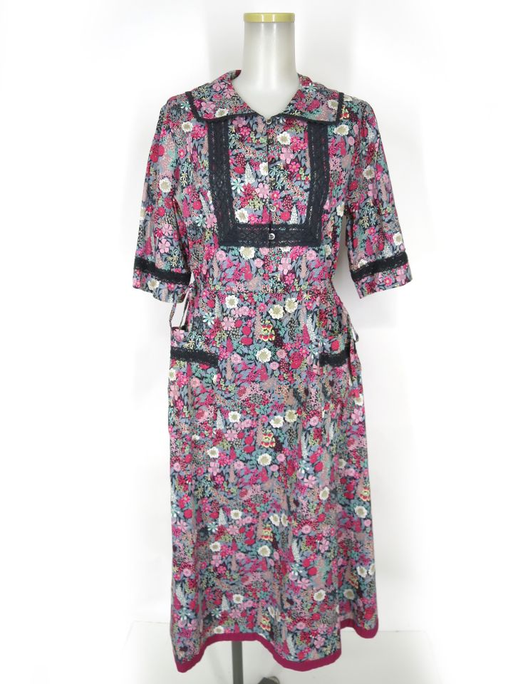 Jane Marple レーストリム花柄ワンピース