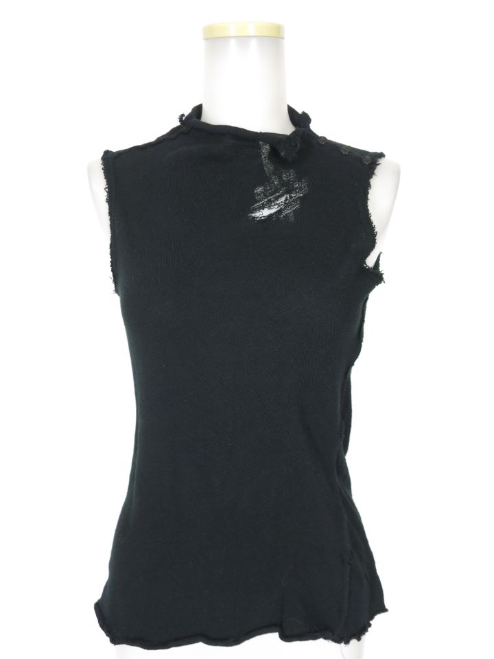 alice auaa ダメージ加工コットンニットノースリーブカットソー