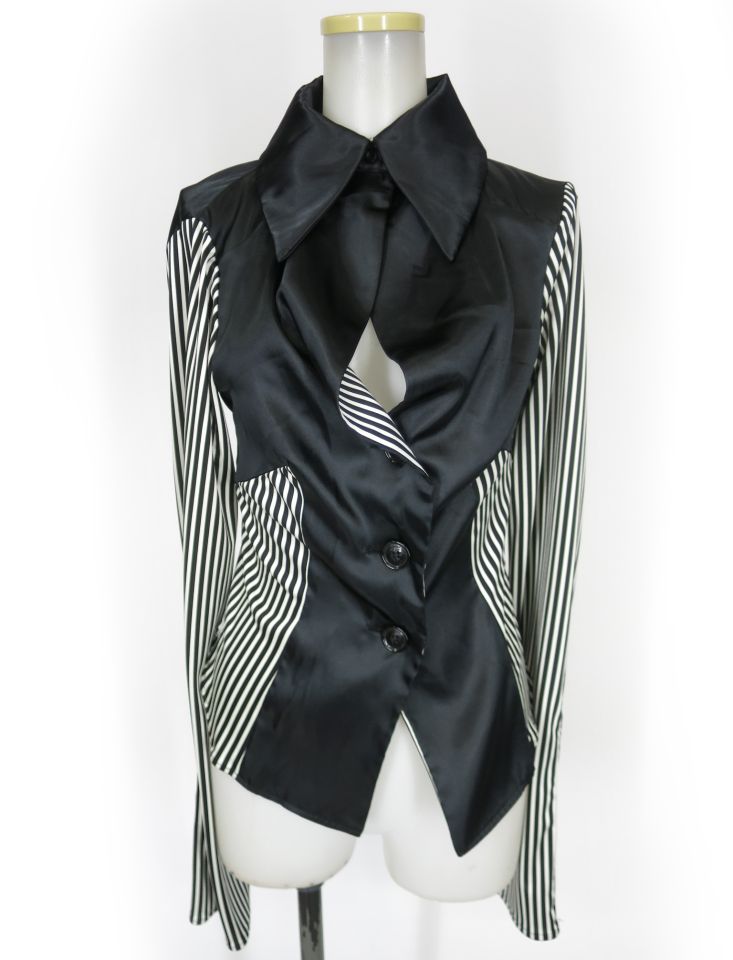 alice auaa 背中開きストライプ切替ブラウス