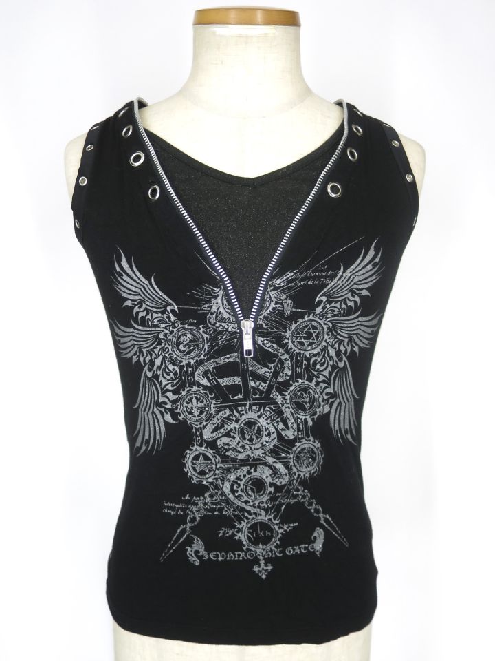 Sixh. 編み上げ付きレイヤード風デザインタンクトップ