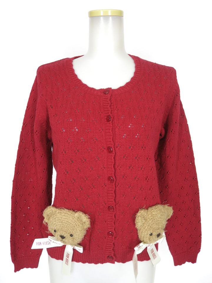 PINK HOUSE くまモチーフカーディガン