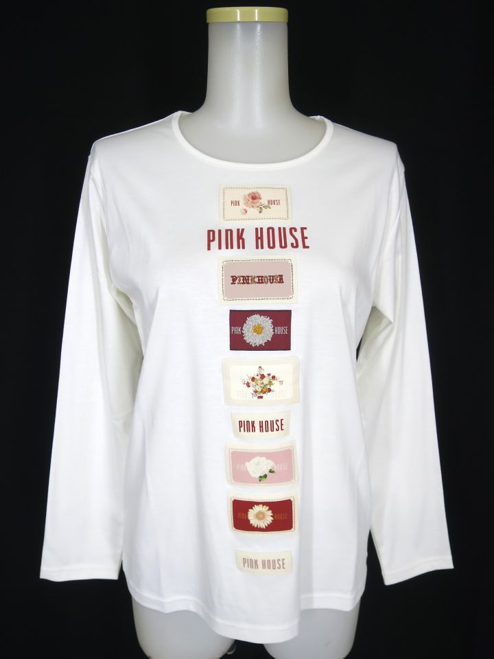 PINK HOUSE ワッペン付き長袖Tシャツ