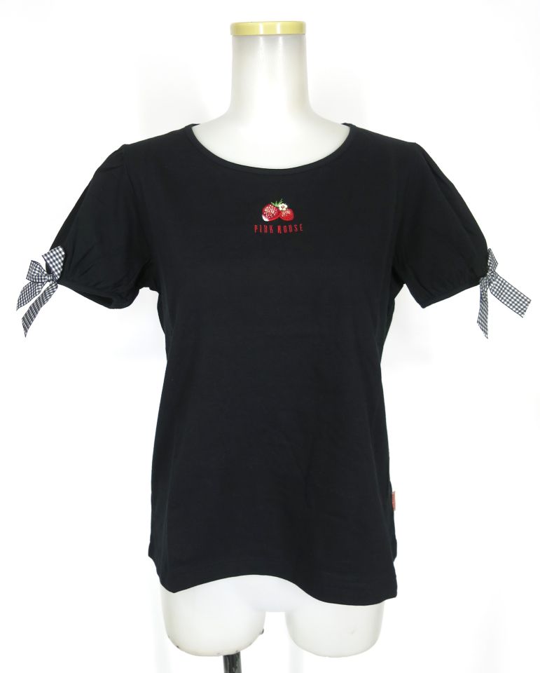 PINK HOUSE ストロベリー刺繍パフスリーブTシャツ